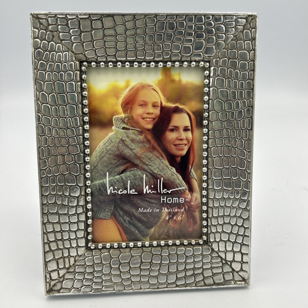 Nicole Miller Home  Crocodile Silver‎ 4 x 6 Photo Frame Solid Metal